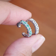 Piercing Pressão Prata 925 Topázios Incolores 2mm - Boreale Joias