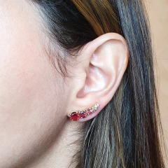 Brinco Prata 925 Earcuff Rodolitas, Turmalinas e Morganitas na internet