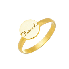 Anel Ouro 18k Personalizado Medalha Nome