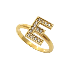 Anel Ouro 18k Personalizado Inicial de Diamantes - comprar online