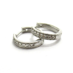 Brinco Prata 925 Argola com Topázios Incolores - comprar online