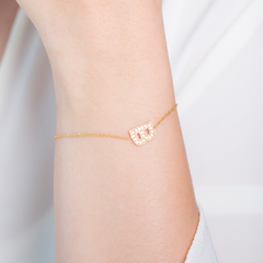 Pulseira Ouro 18k Personalizada Inicial Fixa Diamantes - comprar online