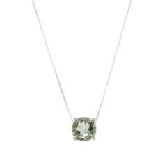 Colar Prata 925 Pingente Ametista Verde 8mm