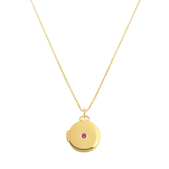 Colar Relicário Ouro 18k Personalizado Pedra + Verso