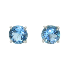 Brinco Prata 925 Topázio Sky 8mm