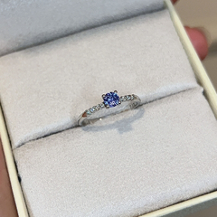 Anel Ouro 18k Solitário Tanzanita e Diamantes - Boreale Joias