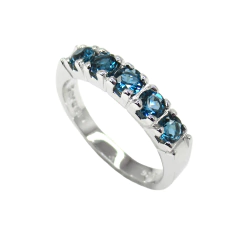 Anel Prata 925 Meia Aliança M Topázios London