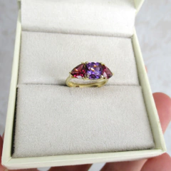 Anel Maria Prata 925 Ametista e Rodolitas na internet