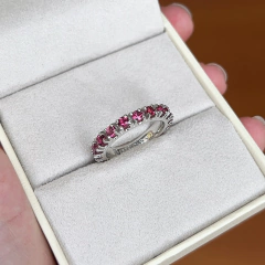 Anel Prata 925 Aliança Inteira M Turmalinas Rosas na internet