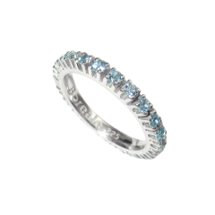 Anel Prata 925 Aliança Inteira P Topázios Sky