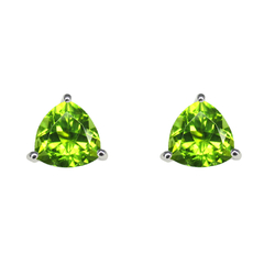 Brinco Isabel Prata 925 Peridoto Trillion 9mm