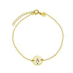 Pulseira Ouro 18k Personalizada Inicial + Pedra