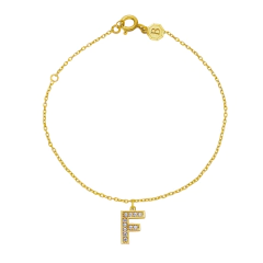 Pulseira Ouro 18k Personalizada Inicial com Diamantes