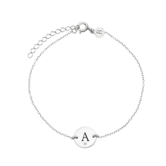 Pulseira Prata 925 Personalizado Letra + Pedra