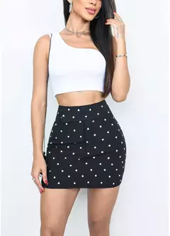 Imagem do Short Saia Feminino Alfaiataria Aurora Com Strass