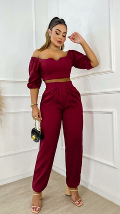 Conjunto feminino calça + cropped basico - loja online