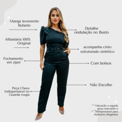 Imagem do Macacão Feminino Alfaiatária Cinto Social Nula Manga
