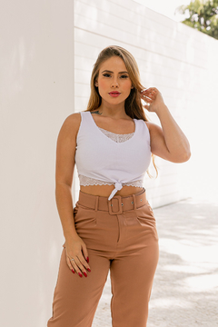 Calça Alfaiatária Social Com Cinto Esporte Fino Feminina - loja online