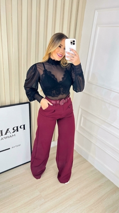 Body Feminino Tule Detalhe Punho Gola Alta Lançamento - Diozzi | Moda Feminina, Sapatos e Acessórios.