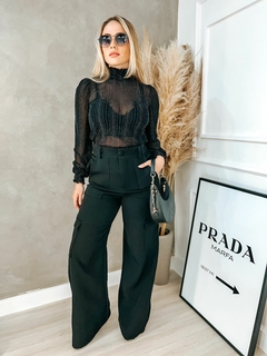 Calça Feminina Cargo Alfaiatária Pantalona Wide Leg - comprar online