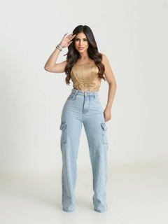 Calça Cargo Pantalona Wide Leg Jeans - loja online