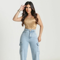 Imagem do Calça Cargo Pantalona Wide Leg Jeans