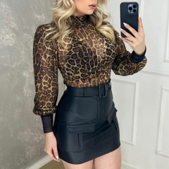 Imagem do Body Feminino Tule Detalhe Punho Gola Alta Lançamento