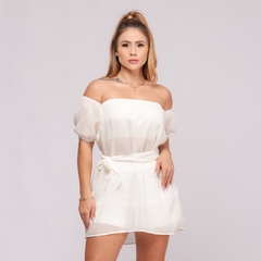 Conjunto Macaquinho Tule + short Feminino