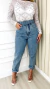 Imagem do Calça Jeans Feminina Mom com Cinto Marmorizada