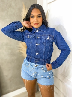Imagem do Jaqueta Jeans Feminina Botões Cromados Tradicional