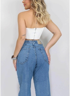 Calça Mom Jeans Luxo Marmorizada Brilho Strass - comprar online