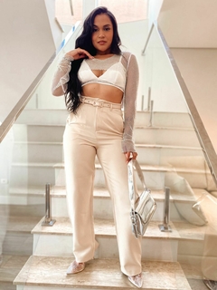 Calça Feminina Pantalona Alfaiatária Cinto Encapado - loja online