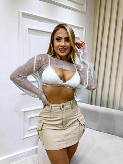 Saia Jeans Feminina Cargo Bolsos Lycra - Diozzi | Moda Feminina, Sapatos e Acessórios.