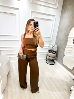 Conjunto Calça Pantalona Feminina Social + cropped Alfaiatária - comprar online