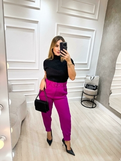 Blusa Feminina Canelado Gola Alta cacharrel Manga Curta