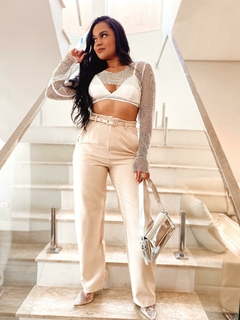 Cropped Feminino Social Alfaiatária Aplicação Briho - loja online