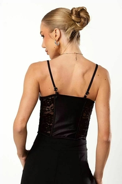 Cropped Corselet Acetinado Renda Sem Bojo Alcinha