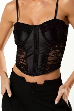 Cropped Corselet Acetinado Renda Sem Bojo Alcinha - comprar online