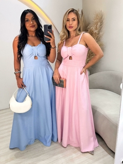 Vestido Longo Viscose Sensorial Melina Alcinha Elegante