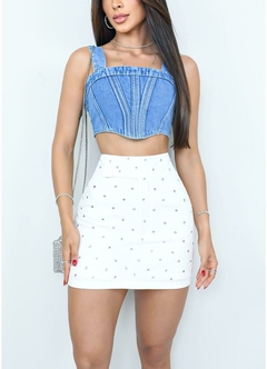 Short Saia Feminino Alfaiataria Aurora Com Strass na internet