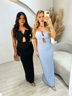 Vestido Midi Decote V Maya Poliamida Elegante - Diozzi | Moda Feminina, Sapatos e Acessórios.