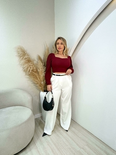 Calça Feminina Pantalona Alfaiataria Marina Cinto - Diozzi | Moda Feminina, Sapatos e Acessórios.