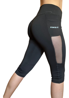 Capri Tiro Alto Lycra Mujer Deportiva con Transparencia PowerFit