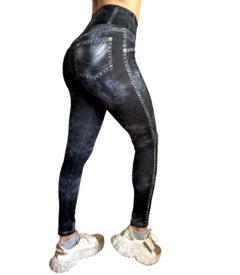 Calza Simil Jean Negra - tienda online