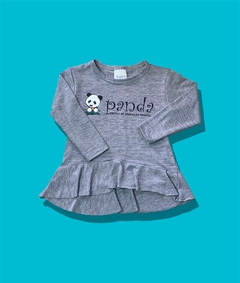 Babylook Babado Manga Longa Cinza