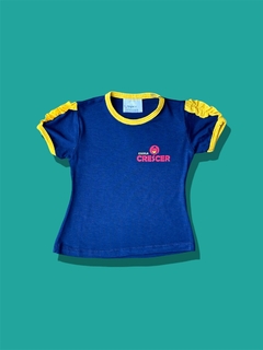 Babylook Fru-fru Manga Curta Azul