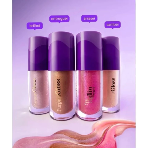 PurpuriGloss - Gloss Glitter Kit com 4 Cores + Necessarie +Chaveiro da Mascote Capivara Cacau - 5g - Pudim Beauty - comprar online