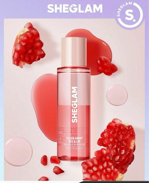 Demaquilante Liquido para Olhos e Rosto e Labios - Removedor de Maquiagem Clear Away - Rosa chilete - SHEIN - SHEGLAM