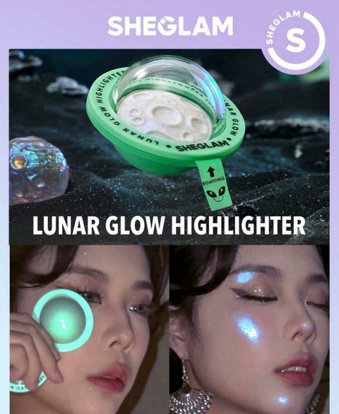 ILUMINADOR LUNAR GLOW HIGHLIGHTER SHEGLAM - SHEIN - FORMATO DE AERONAVE ESPACIAL - COLEÇÃO ET