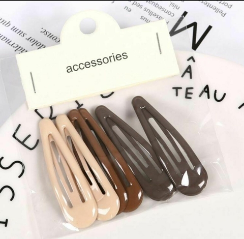 KIT COM 6 PRESILHAS TIKTAK PARA CABELO - TONS CAFÉ - 2 DE CADA COR - SHEIN SHEGLAM